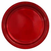 Assiette décorative en métal rouge effet vernis Ø38cm