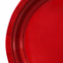 Article Assiette décorative en métal rouge effet glacis Ø30cm