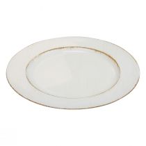 U-QE 25 assiettes en plastique argenté avec argenterie et tasses, vaisselle  jetable blanche et argentée comprend : 25 assiettes plates de 26 cm, 25