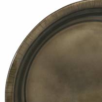 Assiette décorative en métal bronze effet glacis Ø30cm