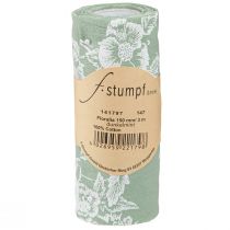 Article Ruban de table vert rouleau ruban fleurs coton menthe 15cm 3m