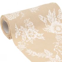Article Ruban de table avec fleurs chemin de table coton beige 15cm 3m