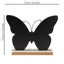 Article Décoration de table en bois papillon noir naturel 15cm 6 pièces