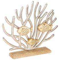 Article Décoration de table décor corail maritime poisson bois métal L30cm