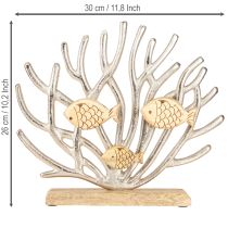 Article Décoration de table sur le thème nautique, corail, poissons, bois, métal, L30cm