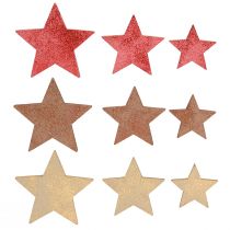 Article Décoration de table étoiles bois Noël 3 couleurs Ø3–5cm 48 pcs
