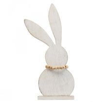 Décoration de table lapin de Pâques debout bois blanc/nature H27cm 2pcs