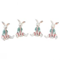 Article Décoration de table lapin de Pâques fille blanc bleu rose 8,5cm 4pcs