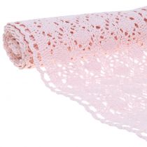 Chemin de table dentelle au crochet rose 30 x 140 cm