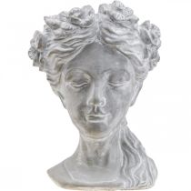 Article Tête de plante jardinière en béton tête de femme blanchie H34cm