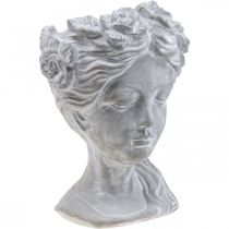 Article Tête de plante jardinière en béton tête de femme blanchie H34cm