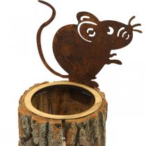 Article Cache-pot en bois cache-pot aspect bois souris rouille H24cm