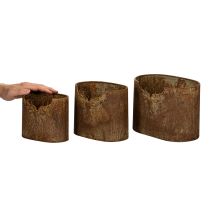 Article Pots de fleurs ovales rustiques en métal, motif cerf, lot de 3, 24 cm