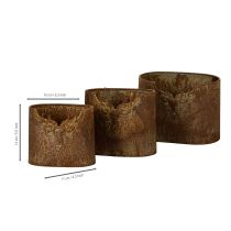 Article Pots de fleurs ovales rustiques en métal, motif cerf, lot de 3, 24 cm