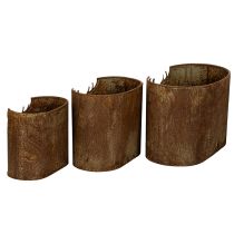 Article Pots de fleurs ovales rustiques en métal, motif cerf, lot de 3, 24 cm