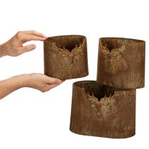 Article Pots de fleurs ovales rustiques en métal, motif cerf, lot de 3, 24 cm