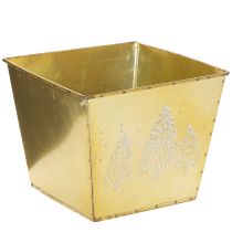 Article Pot de fleurs en métal orné d'un sapin scintillant, 18 cm
