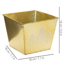 Article Pot de fleurs en métal orné d'un sapin scintillant, 18 cm