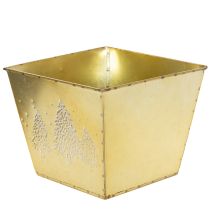 Article Pot de fleurs en métal orné d'un sapin scintillant, 18 cm