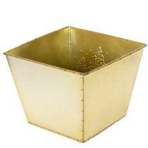 Article Pot de fleurs en métal orné d'un sapin scintillant, 18 cm