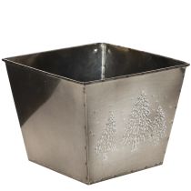 Article Pot de fleurs carré en métal à motif sapin, 18 cm
