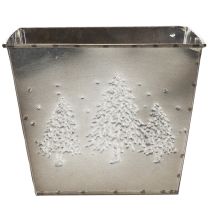 Article Pot de fleurs carré en métal à motif sapin, 18 cm