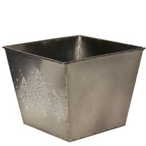 Article Pot de fleurs carré en métal à motif sapin, 18 cm