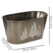 Article Pot de fleurs ovale orné d'un sapin en relief, 25 cm