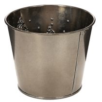 Article Pot de fleurs en métal avec sapins pailletés, 13 cm