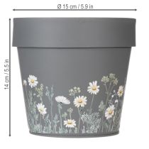Article Pot de fleurs à motif délicat de fleurs sauvages, idéal pour un balcon ou une terrasse, 15 cm, lot de 3