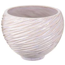Article Pot de fleurs en céramique crème-rose – Jardinière décorative moderne avec motif rainuré Ø15cm 2pcs