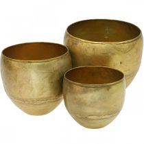 Vases décoratifs vases en métal aspect laiton Ø17,5/15/13cm lot de 3