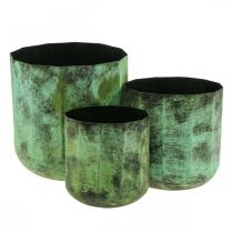 Cache-pot métal vert Ø26cm/20cm/16cm set de 3