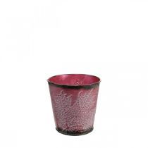 Jardinière à décor de feuilles, vase en métal, automne, cache-pot lie de vin Ø10cm H10cm
