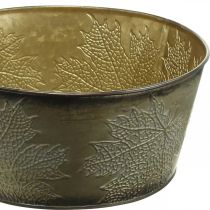Bol d&#39;automne, pot en métal à décor de feuilles, cache-pot doré Ø25cm H10cm