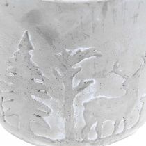 Article Jardinière à motif forêt, décoration hiver, jardinière en béton, Avent Ø12,5cm H11cm