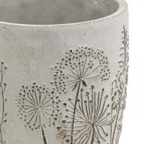 Vase vase à fleurs en béton blanc avec fleurs en relief vintage Ø14.5cm