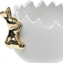 Bol de Pâques bol décoratif en céramique blanc d&#39;oeuf lapin doré 2pcs