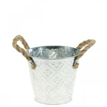 Cache-pot avec anses, bol décoratif à motif de fleurs, récipient en métal Ø14,5cm
