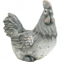 Article Poule à planter, décoration Pâques, cache-pot, ressort, poulet déco aspect béton H30cm