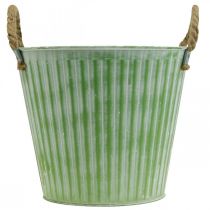 Article Pot décoratif, seau en métal à planter, jardinière avec anses, rose/vert/jaune shabby chic Ø14,5cm H13cm lot de 3