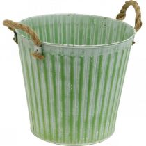 Article Seau à planter, jardinière avec anses, décoration métal rose/vert/jaune shabby chic Ø16,5 cm H15 cm lot de 3