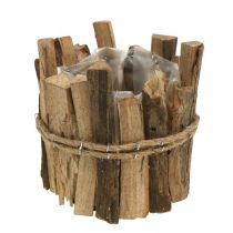 Cache-pot jardinière en bois rustique naturel H11,5cm Ø9cm