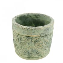Cache-pot aspect antique vert, pot de fleur or béton Ø9.5cm H10.5cm