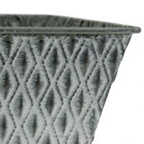 Article Pot en zinc avec motif de losanges H. 15 cm