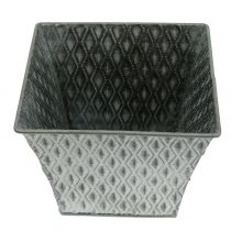 Article Pot en zinc avec motif de losanges H. 15 cm