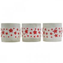 Article Décoration en céramique motif étoile, jardinière, aspect béton, Décoration de l'Avent Ø10,5cm H9,5cm 3pcs