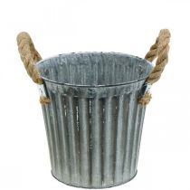 Pot métal à planter, cache pot, coupelle à plantes avec anses Ø18cm