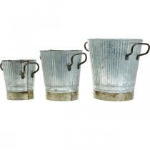 Article Jardinière métal avec poignées décoration vintage Ø26/20/17cm lot de 3