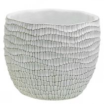 Article Jardinière Béton Blanc Pot de Fleur Vintage Blanc Nid d&#39;Abeille H17.5cm Ø18.5cm